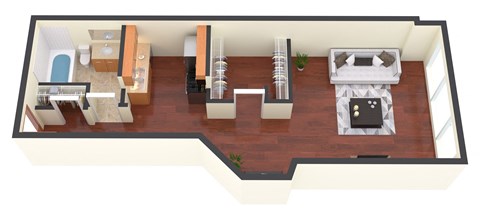 Floor plan for studio, 1 bath, 495 sqft